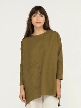 Elizabeth Suzann Harper Long Sleeve - Olive Linen